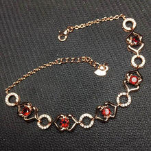 Carica l'immagine nel visualizzatore di Gallery, Dazzling garnet bracelet for woman 24 pcs 4 mm garnet silver bracelet solid 925 silver garnet jewelry birthd for woman