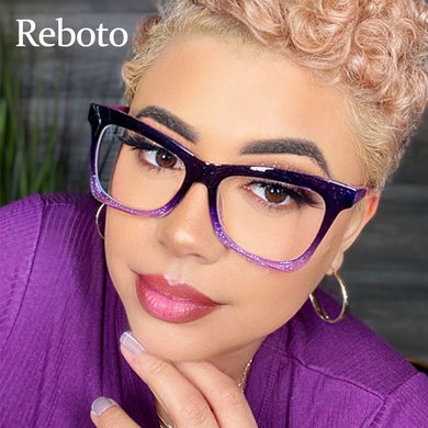 Decorative Glasses Purple Computer Glasses Frame Women Eyeglasses Square Anti Blue Light Female Oversized Women's Glasses 2022