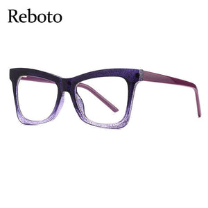 Decorative Glasses Purple Computer Glasses Frame Women Eyeglasses Square Anti Blue Light Female Oversized Women's Glasses 2022
