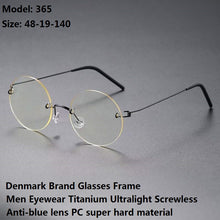 Load image into Gallery viewer, Denmark Brand Glasses Frame Men Eyewear Titanium Ultralight Screwless Eyeglassess Retro Round Women Anti-blue Lens PC Material
