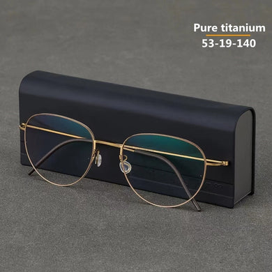 Denmark Brand Pure Titanium Glasses Frame Men Round Screwless Ultralight Prescription Eyeglasses Women Optical Eyewear Oculos De