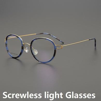 Denmark Brand Retro Round Eyeglasses Titanium Glasses Frame Men Woman Screwless Ultralight Handmade Prescription Eyewear Optical