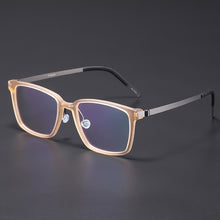 Load image into Gallery viewer, Denmark Brand Screwless Glasses Frame Men Square Titanium Ultralight Prescription Eyeglasses Optica Spectacles Eyewear 1821 Horn