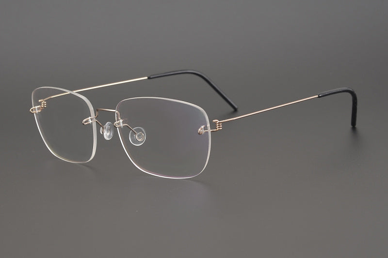 Denmark Retro Lightweight Titanium Rimless Square Glasses for Men and Women Optical Prescription Eyeglasses Frame oculos de grau