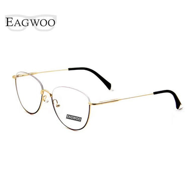 Designed Women Eyeglasses Semi Optical Frame Cat Eye Spring Temple Spectacle Prescription Glasses Half Rim Small Face