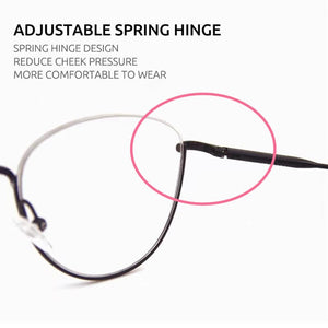 Designed Women Eyeglasses Semi Optical Frame Cat Eye Spring Temple Spectacle Prescription Glasses Half Rim Small Face