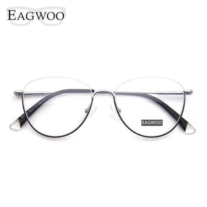 Designed Women Eyeglasses Semi Optical Frame Cat Eye Spring Temple Spectacle Prescription Glasses Half Rim Small Face