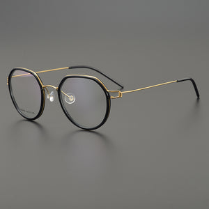 Designer Brand Prescription Round Lightweight Pure Titanium Myopia Reading Glasses Frame Men's Optical Lense