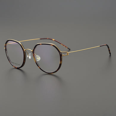 Designer Brand Prescription Round Lightweight Pure Titanium Myopia Reading Glasses Frame Men's Optical Lense