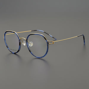 Designer Brand Prescription Round Lightweight Pure Titanium Myopia Reading Glasses Frame Men's Optical Lense