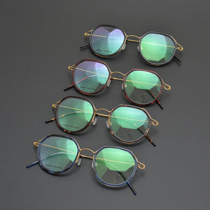 Designer Brand Prescription Round Lightweight Pure Titanium Myopia Reading Glasses Frame Men's Optical Lense