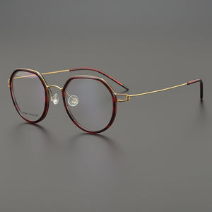 Designer Brand Prescription Round Lightweight Pure Titanium Myopia Reading Glasses Frame Men's Optical Lense