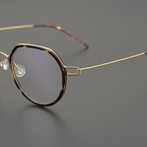 Designer Brand Prescription Round Lightweight Pure Titanium Myopia Reading Glasses Frame Men's Optical Lense