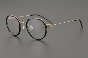 Designer Brand Prescription Round Lightweight Pure Titanium Myopia Reading Glasses Frame Men's Optical Lense
