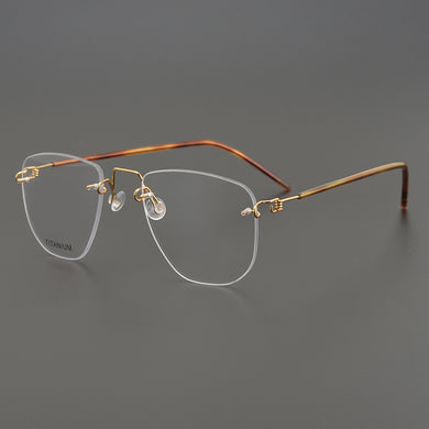 Designer Brand Rimless Prescription Lightweight Pure Titanium Myopia Reading Glasses Frame Men's Woman Optical Lense