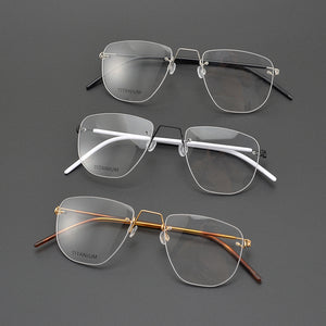 Designer Brand Rimless Prescription Lightweight Pure Titanium Myopia Reading Glasses Frame Men's Woman Optical Lense