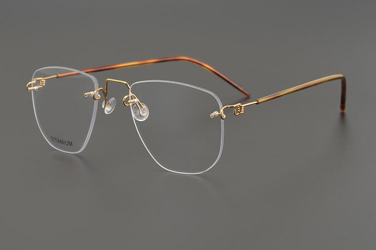 Designer Brand Rimless Prescription Lightweight Pure Titanium Myopia Reading Glasses Frame Men's Woman Optical Lense