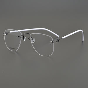 Designer Brand Rimless Prescription Lightweight Pure Titanium Myopia Reading Glasses Frame Men's Woman Optical Lense