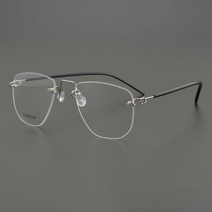 Designer Brand Rimless Prescription Lightweight Pure Titanium Myopia Reading Glasses Frame Men's Woman Optical Lense