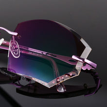 Load image into Gallery viewer, Designer Glasses Frameless Diamond Purple Ultra-light Trimming Glasses Rimless Prescription Sunglasses Nearsighted Glasses