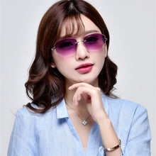 Load image into Gallery viewer, Designer Glasses Frameless Diamond Purple Ultra-light Trimming Glasses Rimless Prescription Sunglasses Nearsighted Glasses