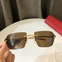 Load image into Gallery viewer, Designer Sunglasses Women’s  Carter Cat Eye Sun glasses Women Buffs Shades Eyewear Rimless Square Sunglasses Gafas De Sol