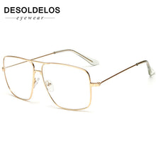 Load image into Gallery viewer, DesolDelos Vintage Gold Metal Frame Eyeglasses Mens Womens Sun glasses Retro Square Optical Lens Eyewear Nerd Clear Lens Glasses