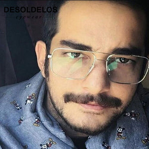 DesolDelos Vintage Gold Metal Frame Eyeglasses Mens Womens Sun glasses Retro Square Optical Lens Eyewear Nerd Clear Lens Glasses
