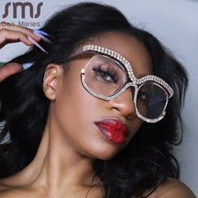 Carica l&#39;immagine nel visualizzatore di Gallery, Occhiali con diamante blu che bloccano la luce Montature quadrate retrò Uomo Donna Occhiali da vista Occhiali con lenti trasparenti Montatura per occhiali