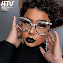 Load image into Gallery viewer, Diamond Blue Light Blocking Glasses Retro Square Frames Men Women Sunglasses UV400 Eyeglasses Spectacle Frames Eyewear