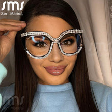 Load image into Gallery viewer, Diamond Blue Light Blocking Glasses Retro Square Frames Men Women Sunglasses UV400 Eyeglasses Spectacle Frames Eyewear