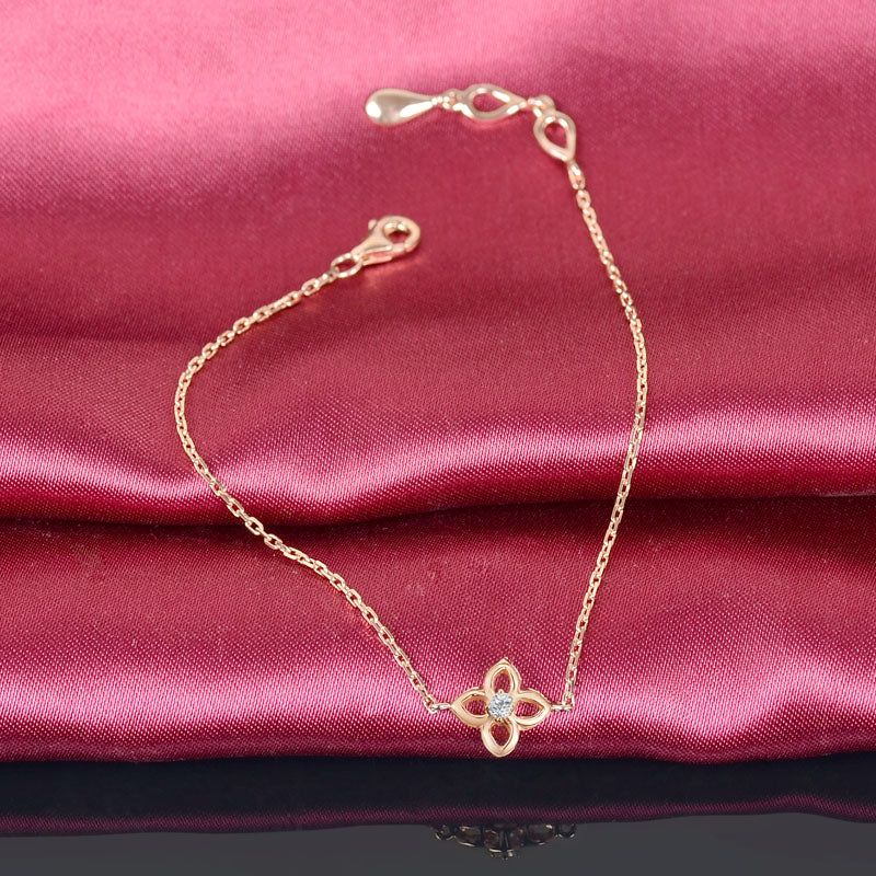 Diamond Bracelet for Women 18K Rose Gold 18cm 0.03ct Diamond Handmade Fine Jewelry Wedding Engagement