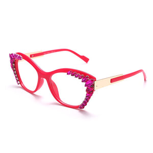 Diamond Cat Eye Optical Glasses Prescription Frames Women Transparent Glasses Spectacle Eyeglasses Frames Men