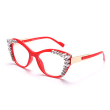 Carica l&#39;immagine nel visualizzatore di Gallery, Diamond Cat Eye Optical Glasses Prescription Frames Women Transparent Glasses Spectacle Eyeglasses Frames Men