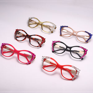 Diamond Cat Eye Optical Glasses Prescription Frames Women Transparent Glasses Spectacle Eyeglasses Frames Men