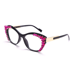 Diamond Cat Eye Optical Glasses Prescription Frames Women Transparent Glasses Spectacle Eyeglasses Frames Men
