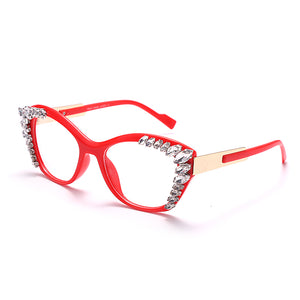 Diamond Cat Eye Optical Glasses Prescription Frames Women Transparent Glasses Spectacle Eyeglasses Frames Men