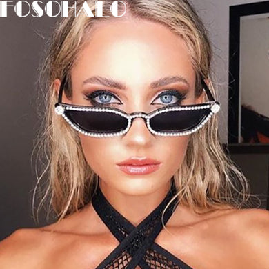 Diamond Cat Eye Sunglasses Women 2023  Brand Designer Sunglasses Crystal Frame Rhinestone Glasses Vintage Eyewear Oculos