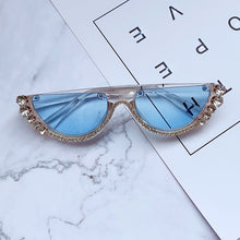 Load image into Gallery viewer, Diamond Cat Eye Sunglasses Women 2023 Semi-Rimless Sun Glasses  Brand Designer Crystal Frame Rhinestone Eyewear Oculos