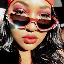 Load image into Gallery viewer, Diamond Cat Eye Sunglasses Women 2023 Semi-Rimless Sun Glasses  Brand Designer Crystal Frame Rhinestone Eyewear Oculos
