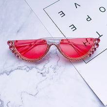 Load image into Gallery viewer, Diamond Cat Eye Sunglasses Women 2023 Semi-Rimless Sun Glasses  Brand Designer Crystal Frame Rhinestone Eyewear Oculos