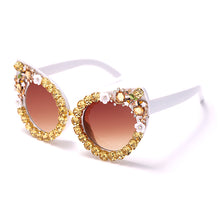 Load image into Gallery viewer, Diamond Cat Eye Sunglasses Women Brand Vintage Big Frames Sun Glasses Female Clear Lens Eyeglasses Oculos Lunette De Soleil Femm
