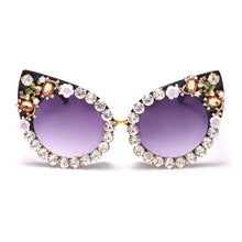 Load image into Gallery viewer, Diamond Cat Eye Sunglasses Women Brand Vintage Big Frames Sun Glasses Female Clear Lens Eyeglasses Oculos Lunette De Soleil Femm
