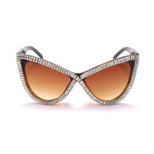 Load image into Gallery viewer, Diamond Cat Eye Sunglasses Women Brand Vintage Big Frames Sun Glasses Female Clear Lens Eyeglasses Oculos Lunette De Soleil Femm