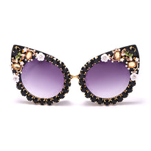 Load image into Gallery viewer, Diamond Cat Eye Sunglasses Women Brand Vintage Big Frames Sun Glasses Female Clear Lens Eyeglasses Oculos Lunette De Soleil Femm