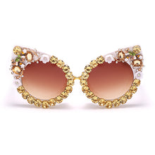 Load image into Gallery viewer, Diamond Cat Eye Sunglasses Women Brand Vintage Big Frames Sun Glasses Female Clear Lens Eyeglasses Oculos Lunette De Soleil Femm