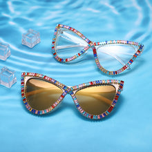 Load image into Gallery viewer, Diamond Cat Eye Sunglasses Women Brand Vintage Big Frames Sun Glasses Female Clear Lens Eyeglasses Oculos Lunette De Soleil Femm