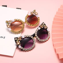 Load image into Gallery viewer, Diamond Cat Eye Sunglasses Women Brand Vintage Big Frames Sun Glasses Female Clear Lens Eyeglasses Oculos Lunette De Soleil Femm