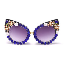 Load image into Gallery viewer, Diamond Cat Eye Sunglasses Women Brand Vintage Big Frames Sun Glasses Female Clear Lens Eyeglasses Oculos Lunette De Soleil Femm