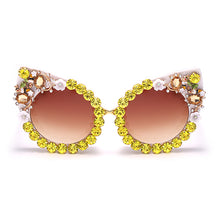 Load image into Gallery viewer, Diamond Cat Eye Sunglasses Women Brand Vintage Big Frames Sun Glasses Female Clear Lens Eyeglasses Oculos Lunette De Soleil Femm